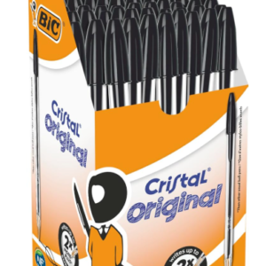 Bic Cristal Original 8373631 - Caja de 50 Unidades, Bolígrafos Punta Media (1,0 Mm), Color Negro